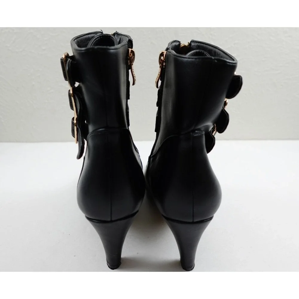 Women's IDIFU Black Buckle Strap Ankle‎ Boots Size 11